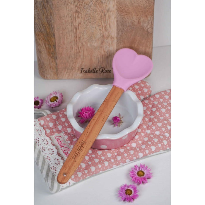 CUCCHIAIO CUORE ROSA IN LEGNO E SILICONE ISABELLE ROSE