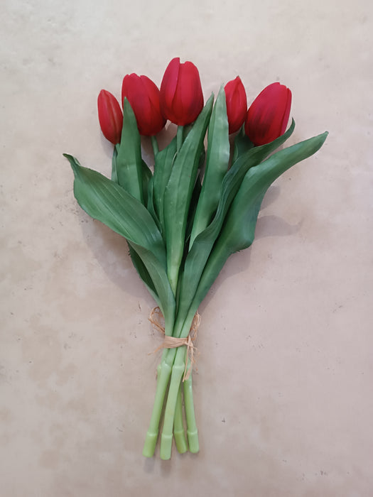 MAZZO 5 TULIPANI ROSSI 35CM