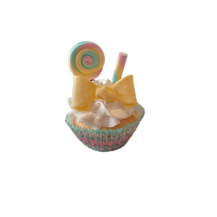 CUPCAKE ARCOBALENO FIOCCO GIALLO