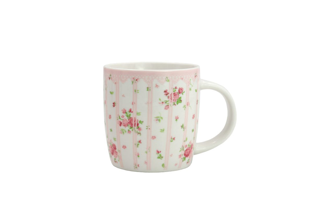 TAZZA STRISCE CON ROSE ROSA 350 ML ISABELLE ROSE