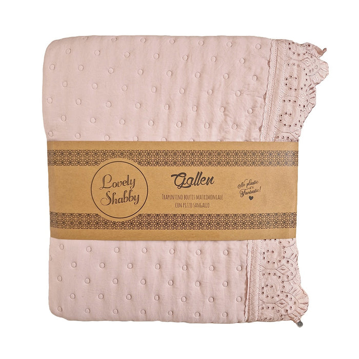 TRAPUNTINO MATRIMONIALE CON PIZZO SAN GALLO LOVELY SHABBY ROSA