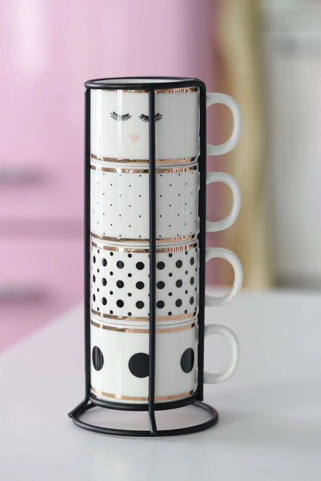 SET 4 TAZZINE CAFFE' EYES POIS MISS ÉTOILE CON RACK