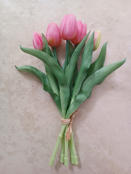 MAZZO 5 TULIPANI ROSA 35CM