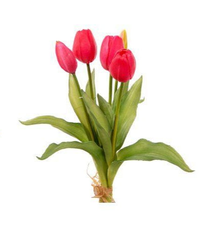 MAZZO 5 TULIPANI ROSA SCURO 35CM