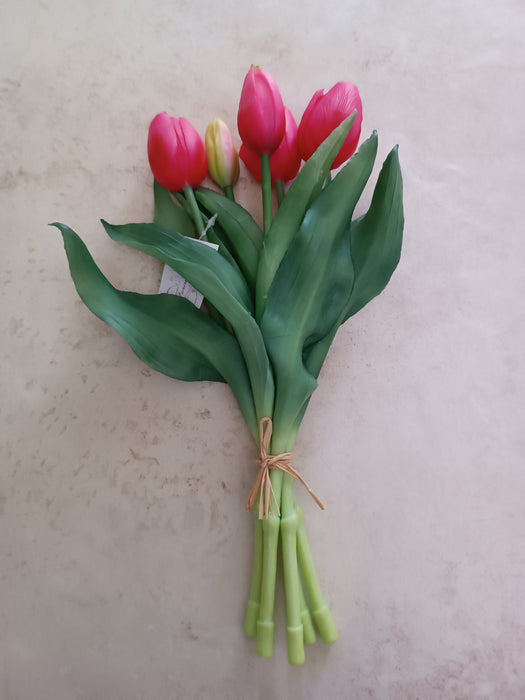 MAZZO 5 TULIPANI ROSA SCURO 35CM