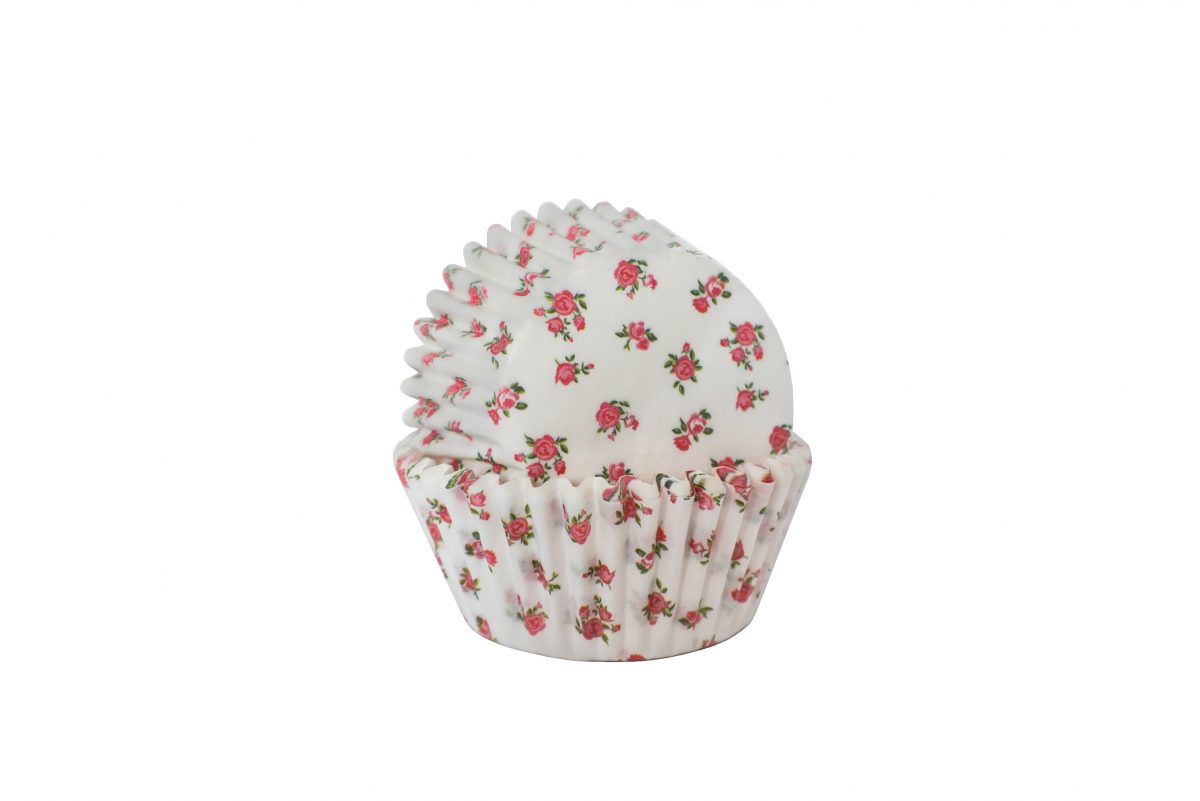 PIROTTINI PER CUPCAKE  60 PZ  CON ROSELLINE ROSSE HOLLY ISABELLE ROSE