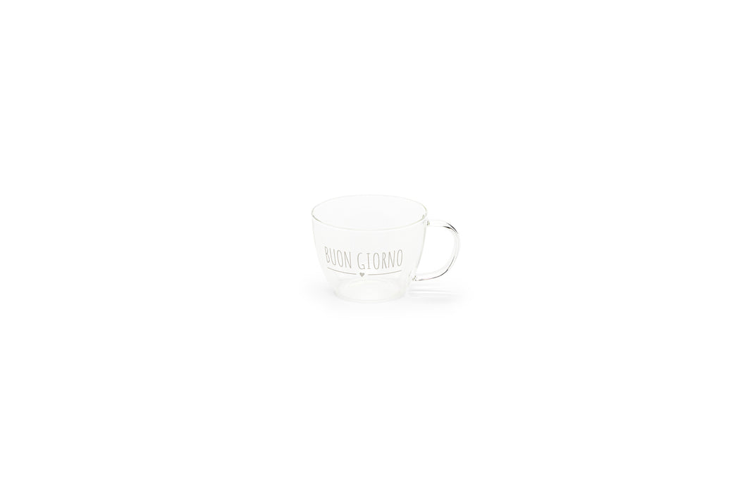 TAZZA DI VETRO BOROSILICATO "BUON GIORNO"