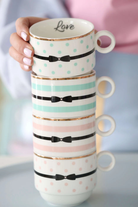 SET 4 TAZZE MUG LOVE MISS ÉTOILE CON RACK